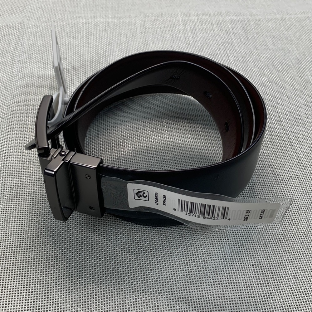 Perry Ellis Gunmetal Squares Ii Belt Size 32